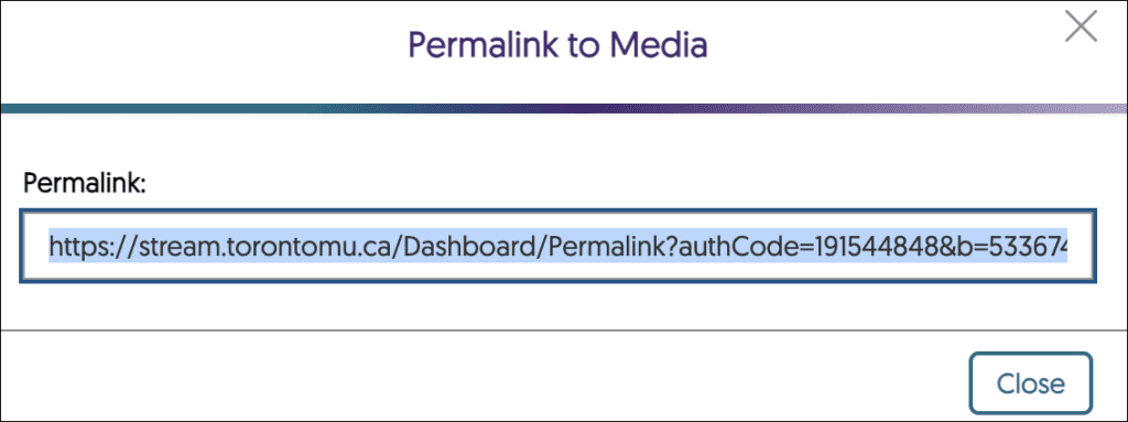 Permalink dialog box