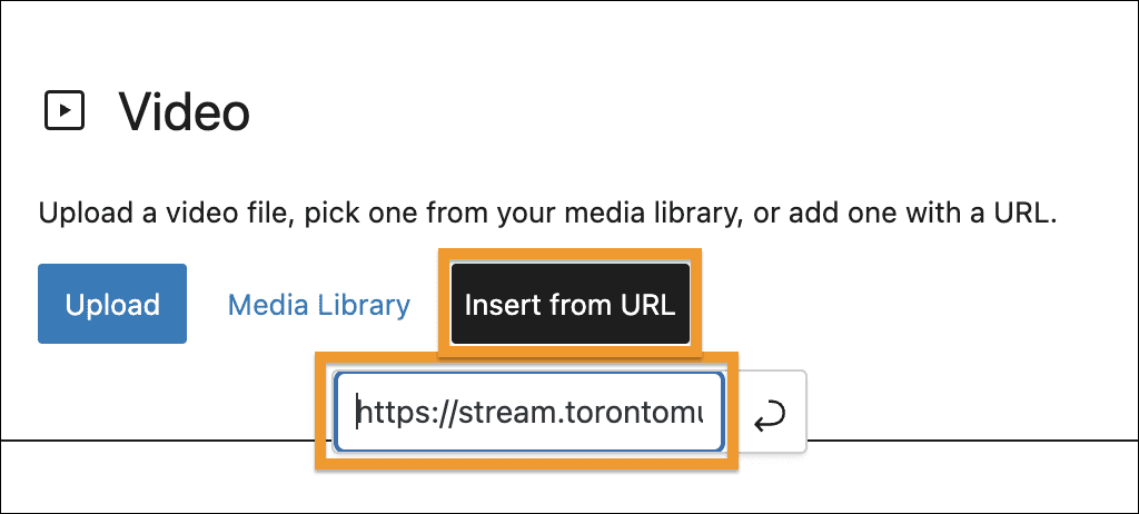 Insert Video from URL dialog box